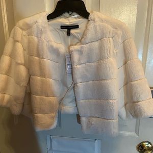 Jacket fancy faux fur White House black market